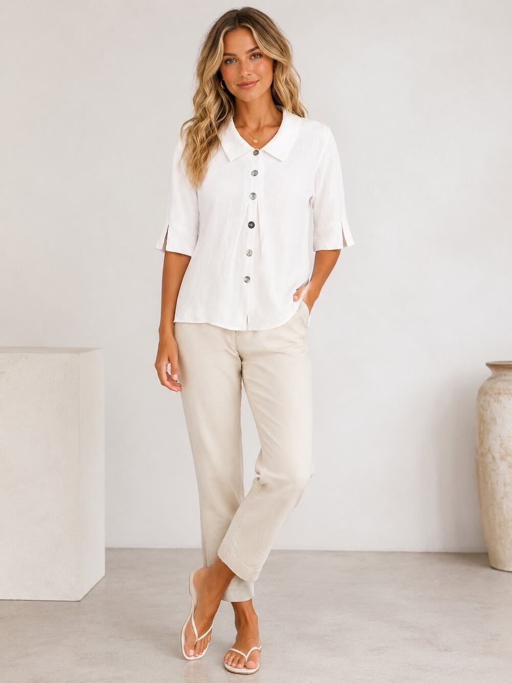Niche Nilgun Derman Peter Pan Collar Button Front Blouse XS White USA Made Top